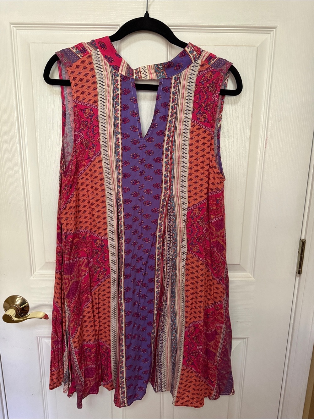 JODIFL Sleeveless Patchwork Mini Dress in Purple & Coral